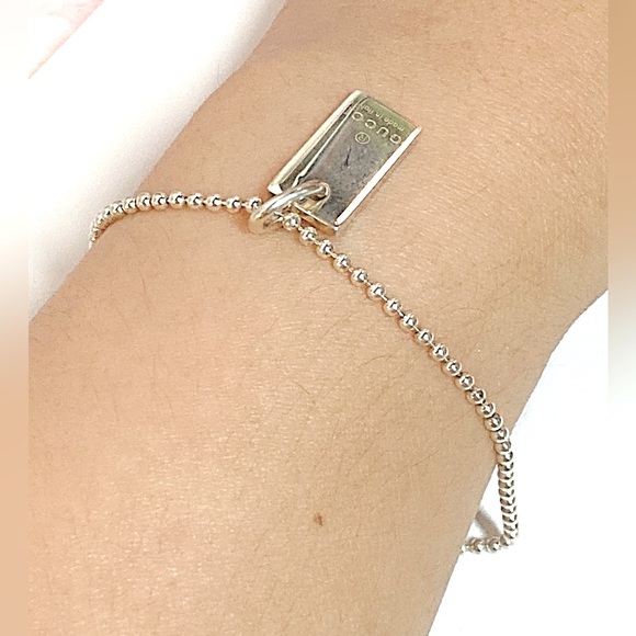 GUCCI Logo Plate Silver 925 Ball Chain Bracelet - Picture 5 of 11